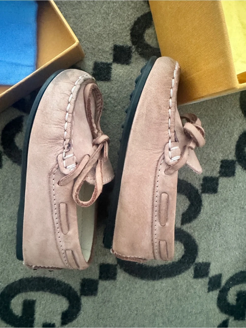 Tod's Kids Suede Moccasins in Dusty Rose